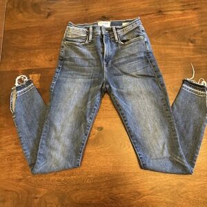 Woman's Frame Le High Skinny Jeans With Slit Ankle Sz 26